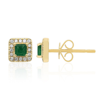 10K AAA Zambian Emerald Gold Earrings