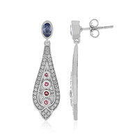 Unheated Ceylon Blue Sapphire Silver Earrings