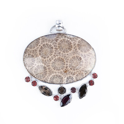 Petrified Coral Silver Pendant