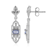 Unheated Ceylon Blue Sapphire Silver Earrings