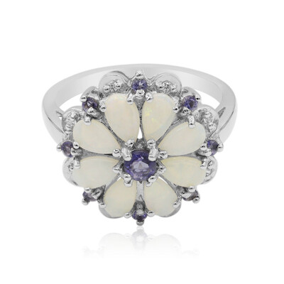 White Opal Silver Ring