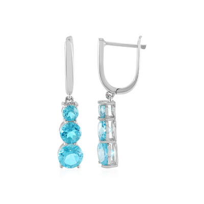 Paraiba Color Topaz Silver Earrings