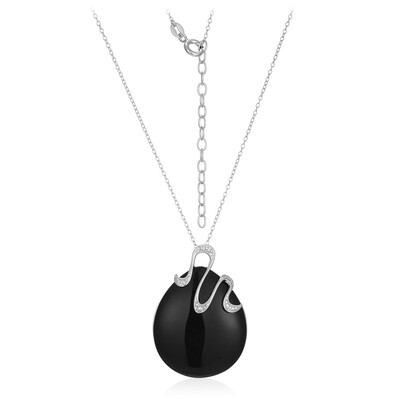 Black Agate Silver Necklace