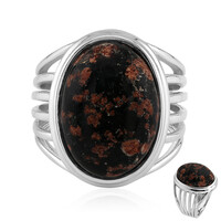 Firework Obsidian Silver Ring