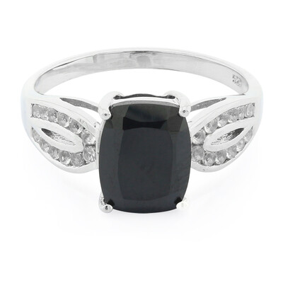 Black Spinel Silver Ring