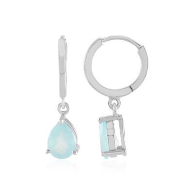 Aqua Chalcedony Silver Earrings