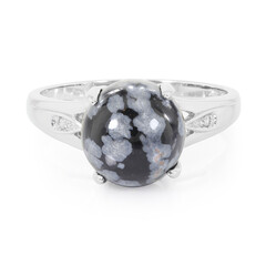 Snowflake Obsidian Silver Ring