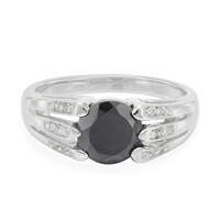 Black Spinel Silver Ring