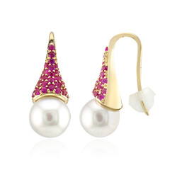 9K White South Sea Pearl Gold Earrings (Michelle Albala)