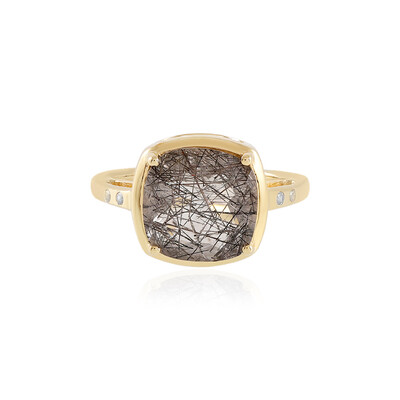 Black Rutile Quartz Silver Ring