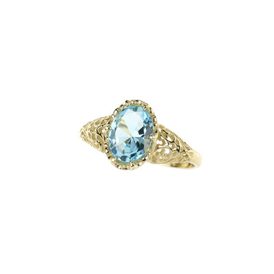 9K Sky Blue Topaz Gold Ring (dagen)