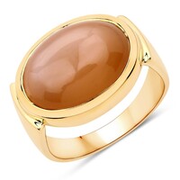 Peach Moonstone Silver Ring