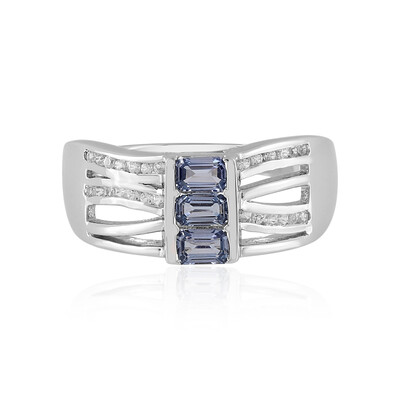 Unheated Ceylon Blue Sapphire Silver Ring (Adela Silber)