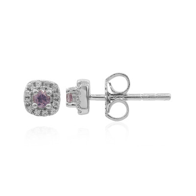 Unheated Ceylon Purple Sapphire Silver Earrings