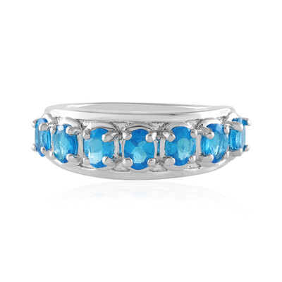 Neon Blue Apatite Silver Ring