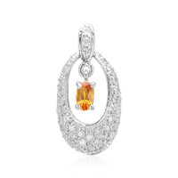 Orange Sapphire Silver Pendant