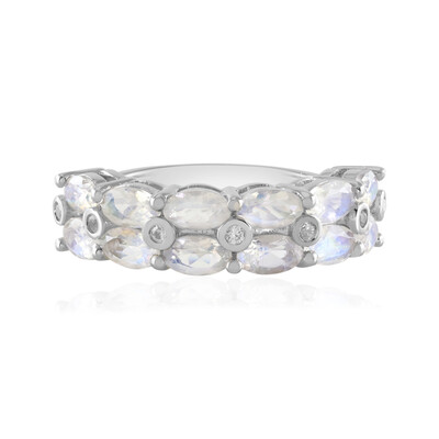 Rainbow Moonstone Silver Ring