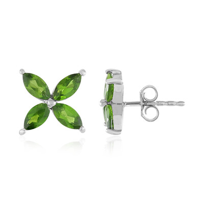 Russian Diopside Silver Earrings