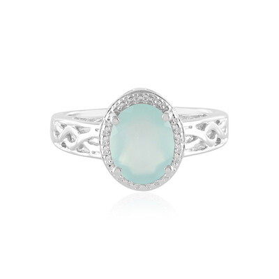 Aqua Chalcedony Silver Ring