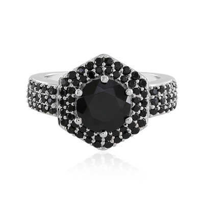 Black Spinel Silver Ring