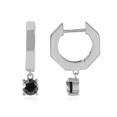 Black Diamond Silver Earrings