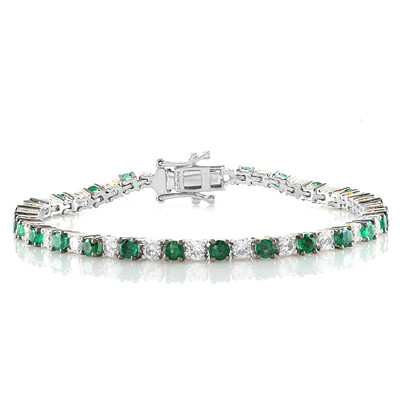 Zambian Emerald Silver Bracelet (Gems en Vogue)