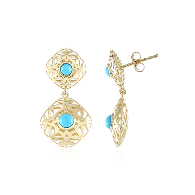 9K Sleeping Beauty Turquoise Gold Earrings (Ornaments by de Melo)