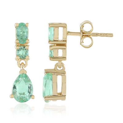 9K Colombian Emerald Gold Earrings