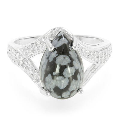 Snowflake Obsidian Silver Ring