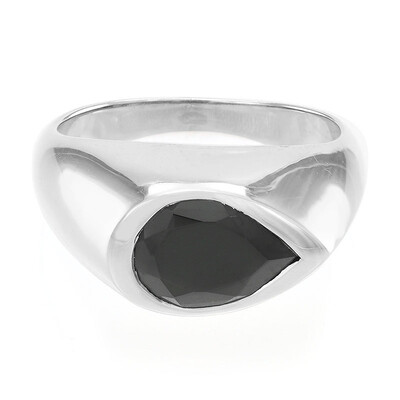 Black Spinel Silver Ring