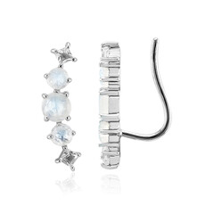 Rainbow Moonstone Silver Earrings