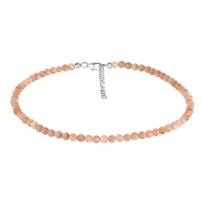 Peach Moonstone Silver Necklace