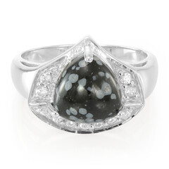 Snowflake Obsidian Silver Ring