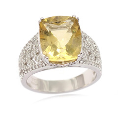 Yellow Fluorite Silver Ring