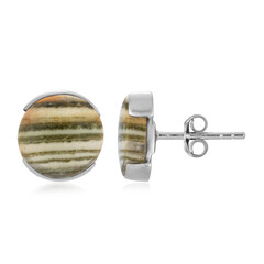 Zebra Jasper Silver Earrings (Bali Barong)