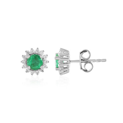 Colombian Emerald Silver Earrings