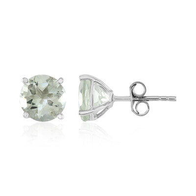 Green Amethyst Silver Earrings