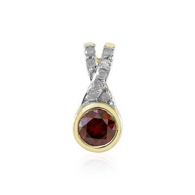 9K I3 Red Diamond Gold Pendant