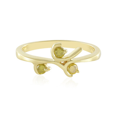 I3 Yellow Diamond Silver Ring