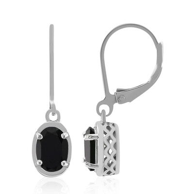 Black Spinel Silver Earrings