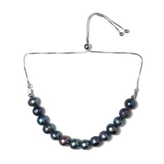 Black Freshwater Pearl Silver Bracelet