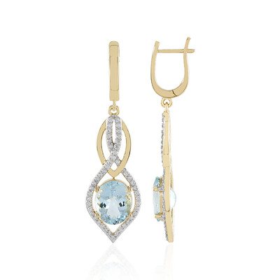 14K AAA Brazilian Aquamarine Gold Earrings (SUHANA)