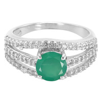 Green Chalcedony Silver Ring