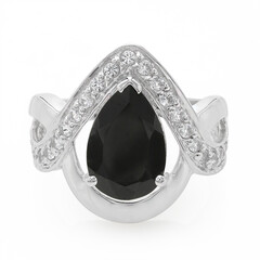 Black Spinel Silver Ring