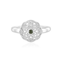 I2 Green Diamond Silver Ring