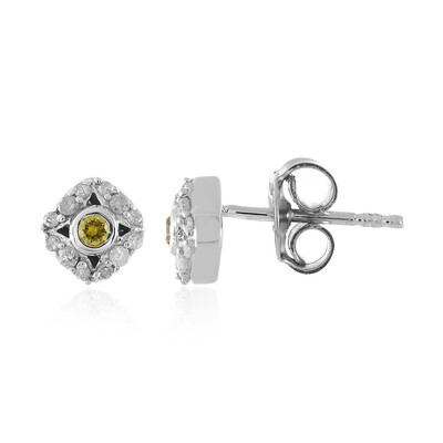 I2 Yellow Diamond Silver Earrings