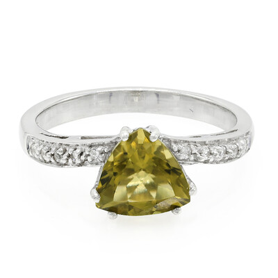 Olive Quartz Silver Ring