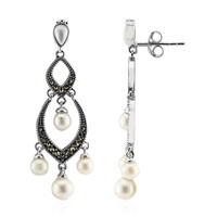 White Freshwater Pearl Silver Earrings