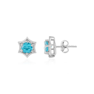 Paraiba Color Topaz Silver Earrings