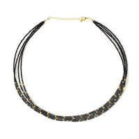 Golden Hematite Silver Necklace (Riya)